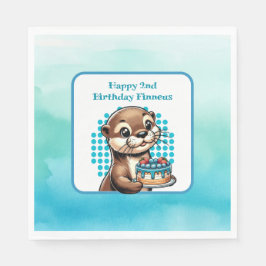Pojks Födelsedagsfest Otter Thed Personlig Pappersservett