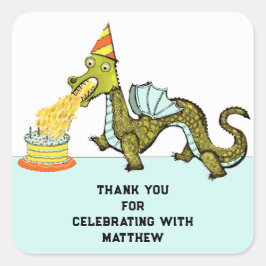 Pojks Födelsedagsfest Tack Fyrkantigt Klistermärke