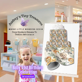 Pojks första födelsedag-Jungle Safari Wrapping Pap Presentpapper