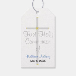 Pojks första Heliga Kommunision Silver Kor Blue Presentetikett