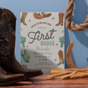 Pojks första rodeo-födelsedag Cowboy Cute Kids Inbjudningar