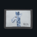Pojks första Wallet Blue Giraffe med Namn<br><div class="desc">Den här vackra pojkens plånbok har en blå vattenfärgsgiraff och har ställe för dig att lägga till din lilla pojkes namn. Perfekt för din småbarn första plånbok! Kolla resten av vår samling efter andra söta,  blå safari-djur!</div>