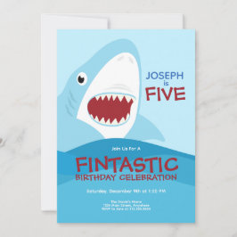 Pojks kallelse till Cute Shark Birthday Inbjudningar