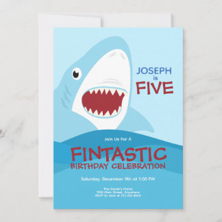 Pojks kallelse till Cute Shark Birthday Inbjudningar