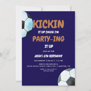 Pojks Kickin-Födelsedagsfest för blå fotboll Inbjudningar