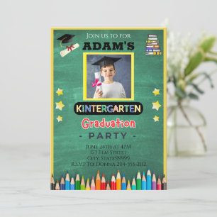 Pojks Kindergarten Studenten fotoinbjudan Inbjudningar