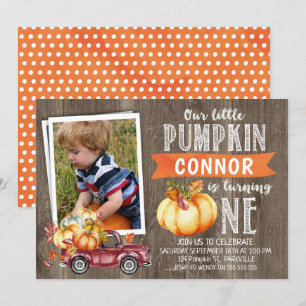 Pojks lilla Pumpkin Photo1st Birthday-inbjudan Inbjudningar