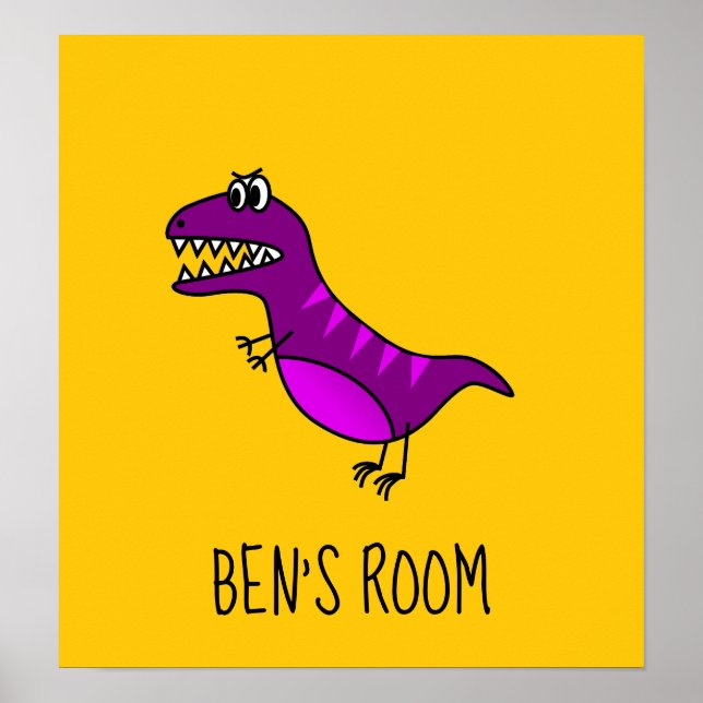 Pojks namn sovrum Cute lila tecknad dinosaur Poster (Framsidan)