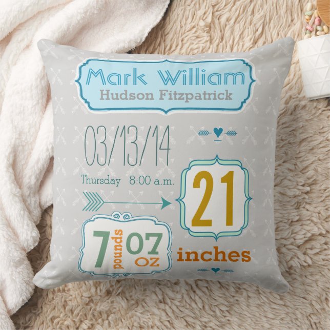 Pojks Nursery Room Baby Stat Arrow Mönster Kudde (Filt)