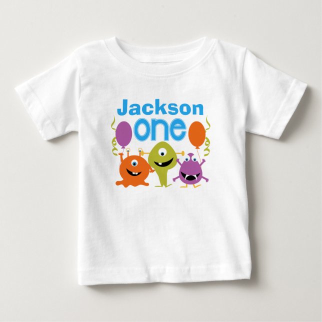 Pojks Personlig Monsters 1:a födelsedag T-shirt (Framsida)