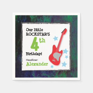 Pojks Rockstar Birthday med Red Guitar Pappersservett