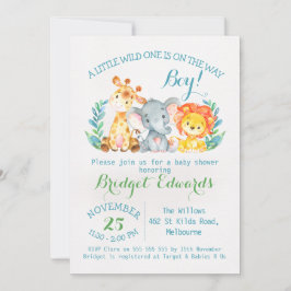 Pojks safari Animals Baby Shower-inbjudan Inbjudningar