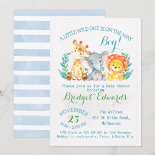 Pojks safari Animals Baby Shower-inbjudan Inbjudningar