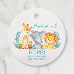 Pojks Safari Animals Baby Shower Pop it it Gåvor Etiketter
