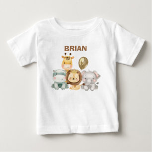 Pojks Safari Animals Balloon Birthday Shirt T