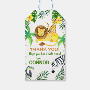 Pojks Safari Jungle Vild Birthday Favor Tag Presentetikett