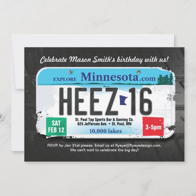 Pojks sextonde Minnesota-licens Inbjudan (Framsida)