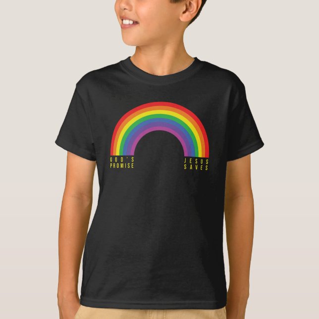 Pojks svarta T-Shirt Rainbow Jesus Saves (Framsida)