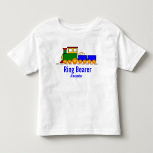 Pojks Tåg Bröllop med Ring Bearers Namn T Shirt