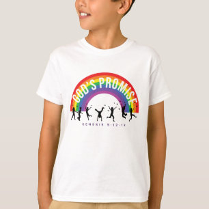 Pojks White T-Shirt Rainbow God's Promise w/Kids