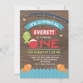 Pojks Wood Det är o-fish-al 1st Birthday-inbjudan Inbjudningar