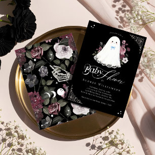 Pojkspöke Lilla Boo Blommig gotisk babyfest Inbjudningar
