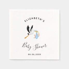 Pojkstork blå, söt babydusch pappersservett