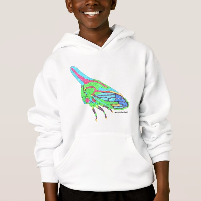 Pojktröja med hood (vit) - Oak Treehopper T Shirt (Framsida)