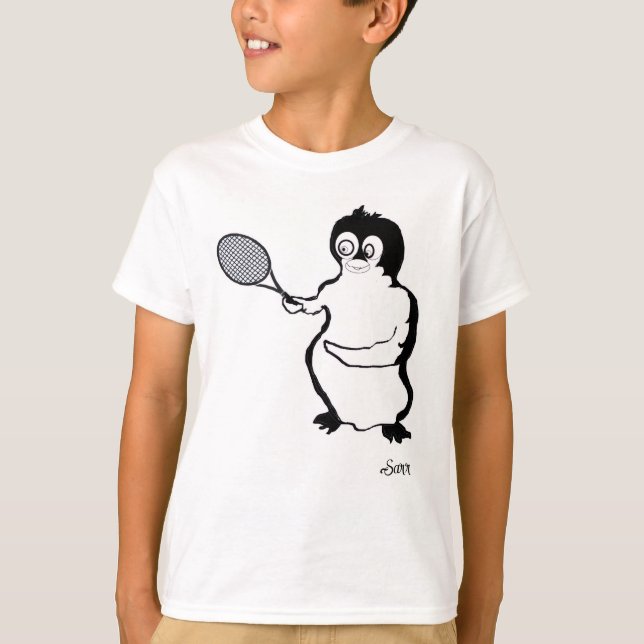 Pojktröja: Pingvintennisspelare T Shirt (Framsida)