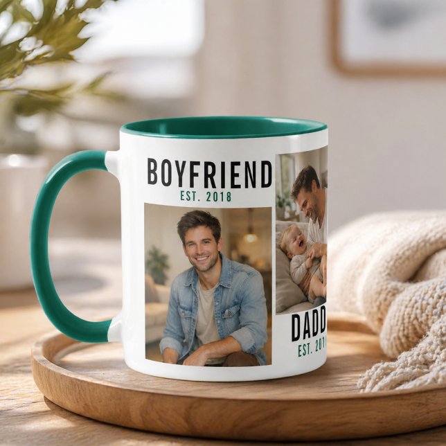 Pojkvän Make Pappa Mugg | Personlig Fars- (Boyfriend Husband Dad Mug | Personalized Father’s)