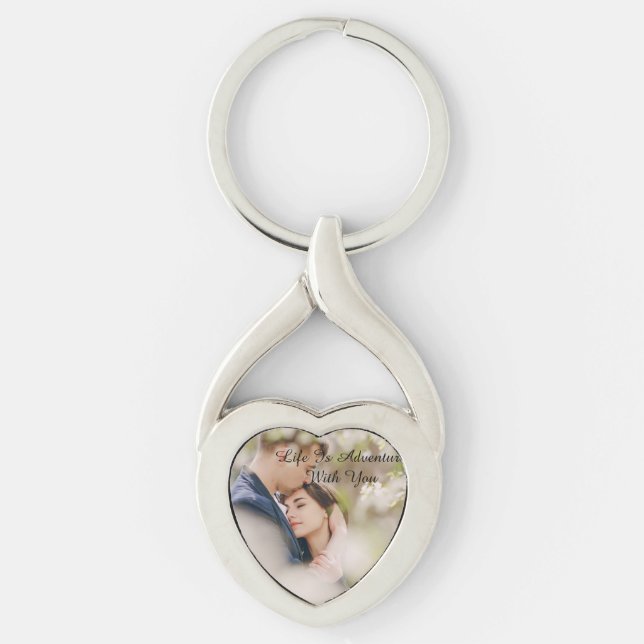 pojkvän-nyckelkedjor, gåva till Boykompis Twisted Heart Silverfärgad Nyckelring (Framsidan)