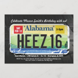 Pojkys 16:e Bday Alabama-licensinbjudan Inbjudningar
