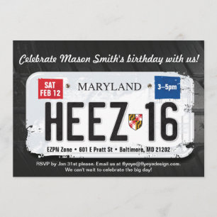 Pojkys 16:e födelsedagsinbjudan till Maryland-lice Inbjudningar