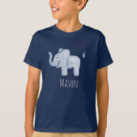 Pojkys blå vattenfärg Elephant Safari med Namn