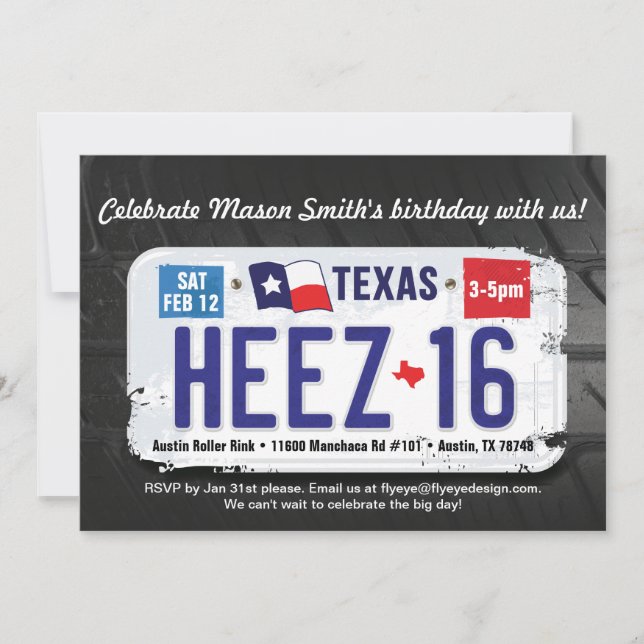 Pojkys sextonde Texas licensinbjudan Inbjudningar (Framsida)