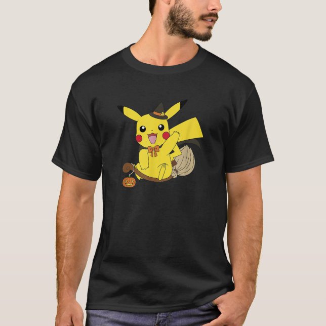 Pok mon Halloween Pikachu Cute Witch Costume  T Shirt (Framsida)