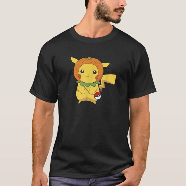 Pok mon Halloween Pikachu Pumpkin Costume  T Shirt (Framsida)