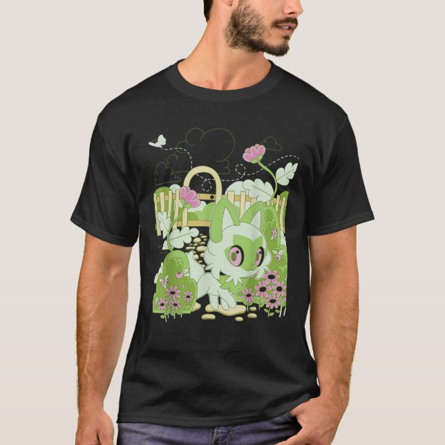 Pok mon Sprigatito Nature T Shirt (Framsida)