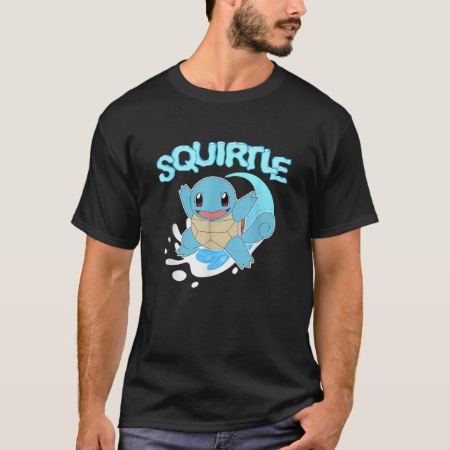 Pok mon Squirtle Riding A Wave Cute Shot T Shirt (Framsida)