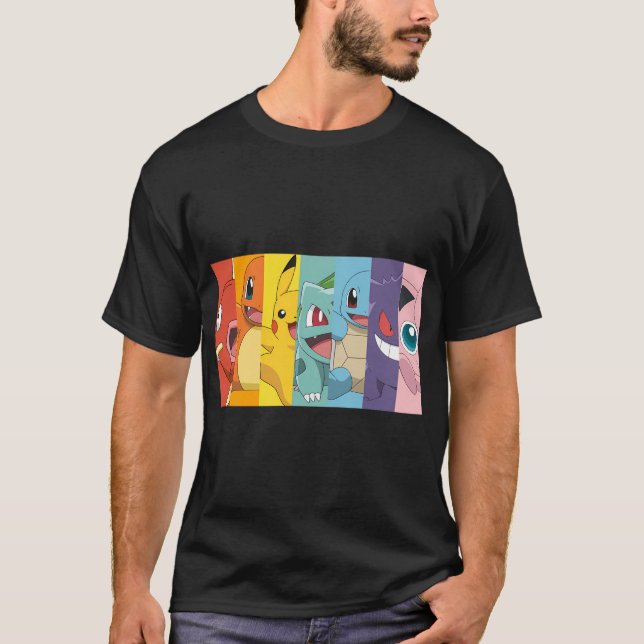 Pokã ©Mon Shot Poke Porträtt Rainbow T Shirt (Framsida)
