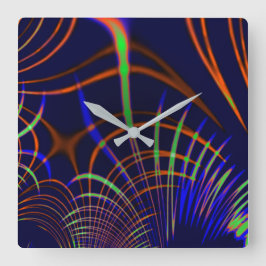 Pokalerad kurvor från korall till kalkgrön och blå fyrkantig klocka