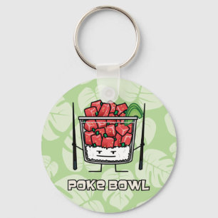 Poke bowl Hawaii raw fish sallad chopsticks aku Nyckelring