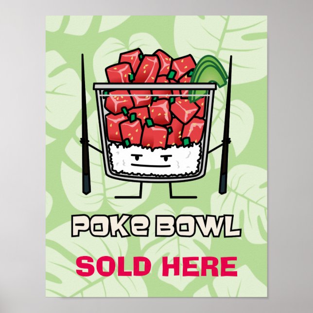 Poke bowl Hawaii raw fish sallad chopsticks aku Poster (Framsidan)