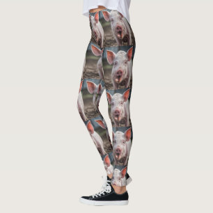 Poke lycklig White Gris Tunga Leggings