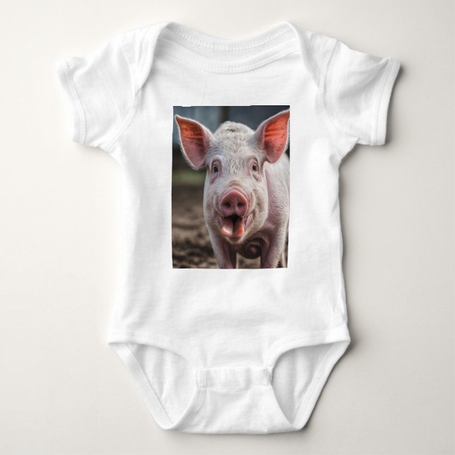 Poke lycklig White Gris Tunga T Shirt (Framsida)