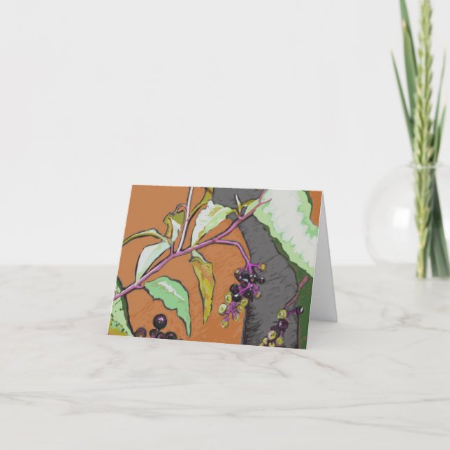 Pokeberry noterar den infödda växten kortet kort (Framsida)