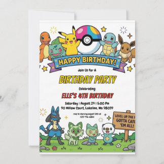 Pokémon Birthday Invitations Inbjudningar
