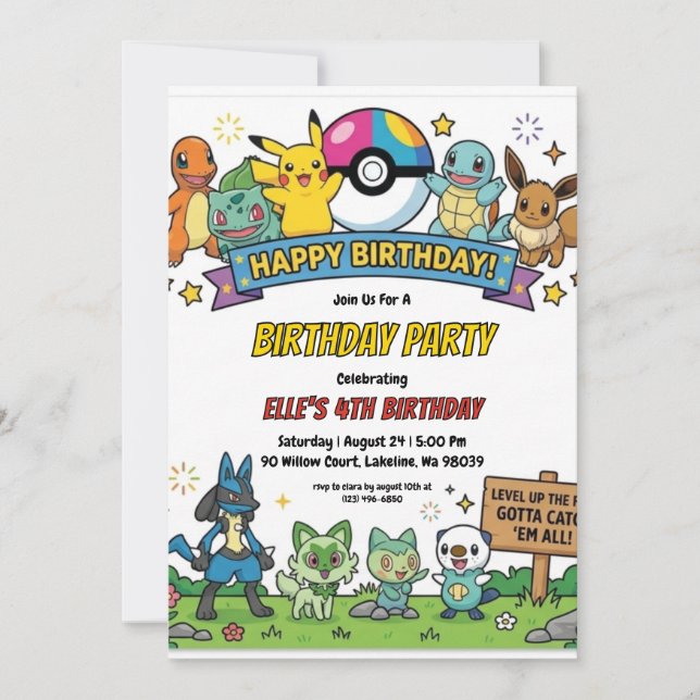 Pokémon Birthday Invitations Inbjudningar (Framsida)