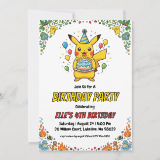 Pokémon Birthday Invitations Inbjudningar
