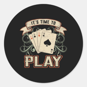 Poker Ace Casino Game Gift för kortuppspelning Runt Klistermärke